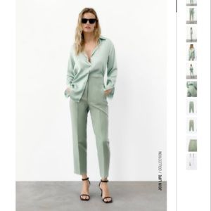 ZARA WOMAN MINT HIGH-WAIST TROUSERS